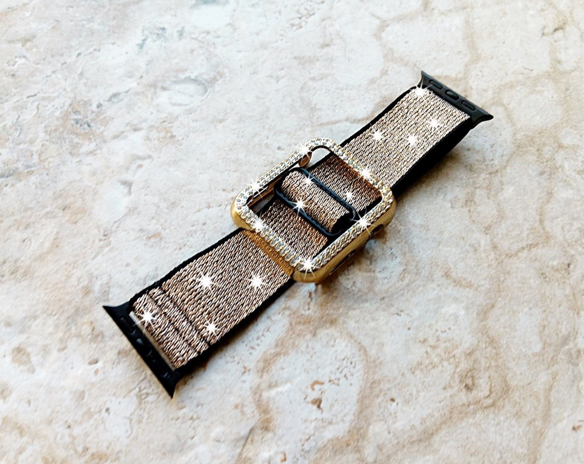 Apple Watch Sparkling Band Set Crystal Bezel Case Cover for Ultra 2 9 8 7 SE 6 5 4 3 2 1 49mm 45mm 44mm 42mm 41 40 38mm Elastic Adjust Strap